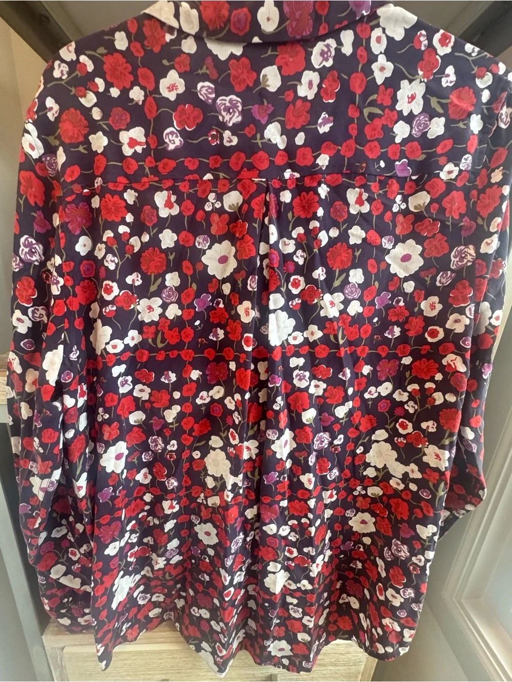 Equipment Femme Floral Button-Down Shirt - Red, White & Purple on Black - Picture 5 of 7